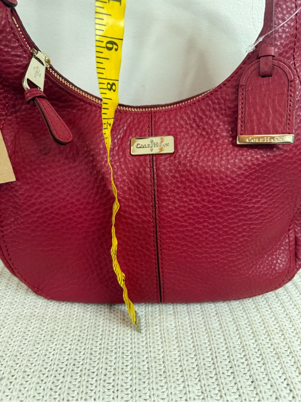 Cole Haan NWT  Pebbled Leather Hobo Bag in Velvet Red - Picture 4 of 14